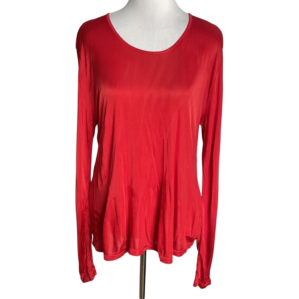 Grenasa Silk Red Old Money Mulberry Silk Knit Quiet Luxury Layering Top XL